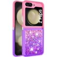 thumbnail image 6 of Glitter Case for Samsung Galaxy Z Flip 5 for Women Girls, Bling Sparkle Colorful Gradient Quicksand Waterfall Soft TPU Liquid Case Cover for Samsung Galaxy Z Flip5 LSJB-Pink Purple, 6 of 14