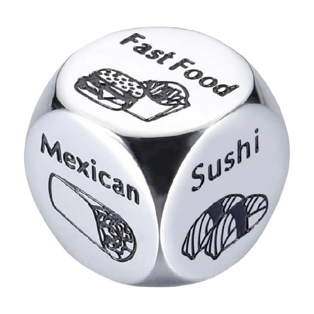 SIYTUAU Food Choice Decision Dice Metal Multi Sided Game For Random Selection Party Activity Tool Board Game Match Fun Restaurant Helper For Adults And Kids Novelty Gift Selection Dice A