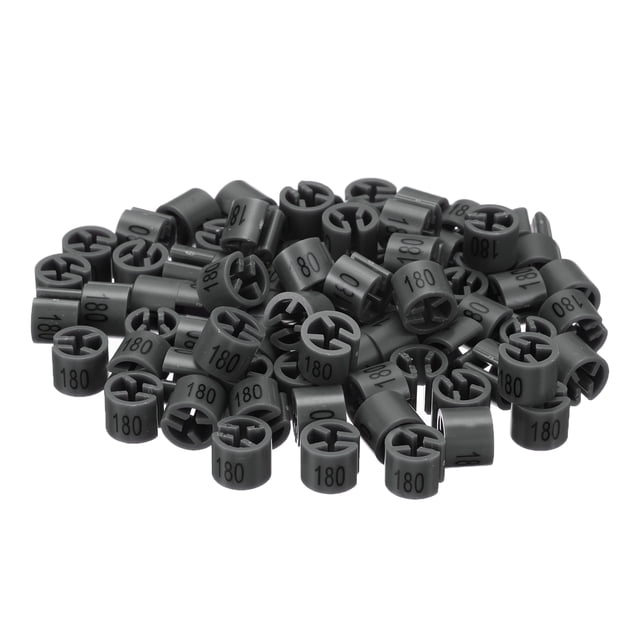 Marcadores de percha de ropa de 160 piezas, etiquetas de número 180, adecuadas para varillas de 3.5 mm, etiqueta de color para perchas de ropa, gris