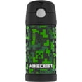 thumbnail image 3 of Thermos Stainless Steel Funtainer Water Bottle with Straw, Minecraft, 12 Fluid Ounces, 3 of 9