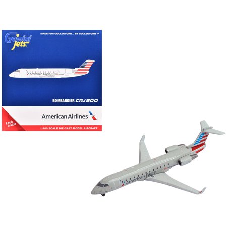 Bombardier CRJ200 Commercial Aircraft "American Eagle" Gray with Red and Blue Tail 1/400 Diecast Model Airplane by GeminiJets