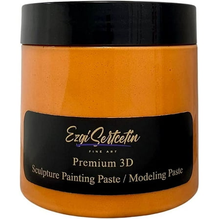 3D Sculpture Painting Paste|Modeling Paste|Decorative Plaster|Ready to Use|Unique Metallic Pearl and Neon Colors|Ideal for Artwork|Stencil|Flowers|Texture and Art Relief|6 oz| Metallic Orange