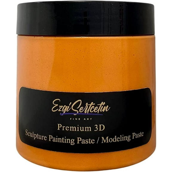 3D Sculpture Painting Paste|Modeling Paste|Decorative Plaster|Ready to Use|Unique Metallic Pearl and Neon Colors|Ideal for Artwork|Stencil|Flowers|Texture and Art Relief|6 oz| Metallic Orange