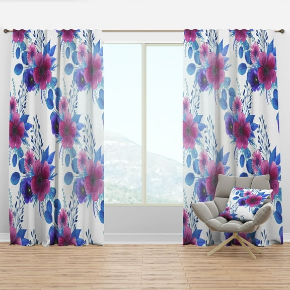 Designart 'Blossom Pink XLV' Traditional Curtain Panel