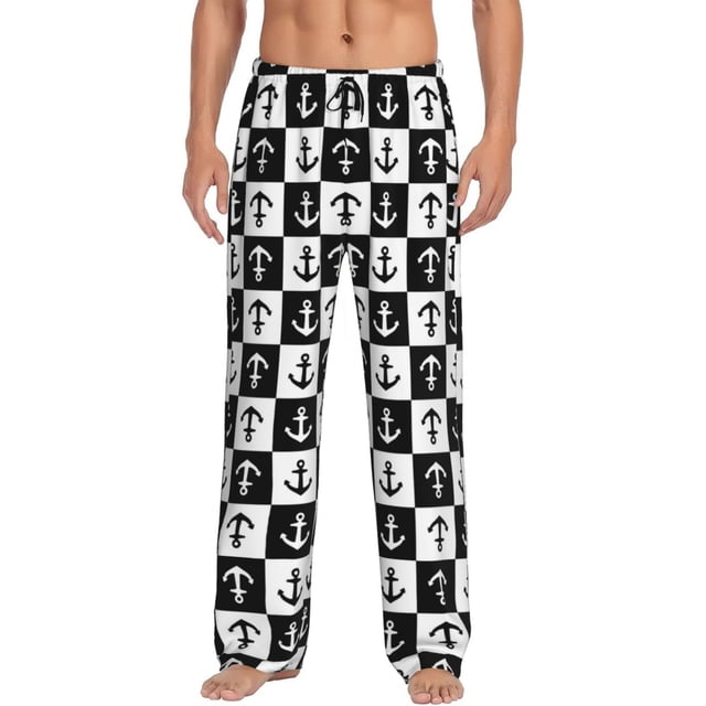 Fotbe Nautical Anchors1 Pantalones de Pijama para Hombre, Pantalones de Dormir, Pantalones de Casa con Cintura Ajustable y Bolsillos-XX-Large