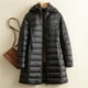 thumbnail image 1 of Chaqueta ligera y fina con capucha desmontable para otoño e invierno, abrigo ajustado de talla grande y largo medio para mujer, 1 of 5