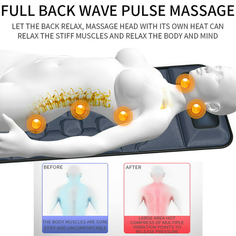 Massage Mat, iMeshbean Back Heating Pad Full Body Massage Pad, 9 Vibrating  Motors, Shoulder Back Leg Massager for Pain Relief