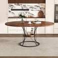 thumbnail image 3 of AENKYO 43"-59" Expandable Round Dining Table with Storage, Walnut Top & Black Hourglass Metal Base, Seats 4-6, 3 of 3