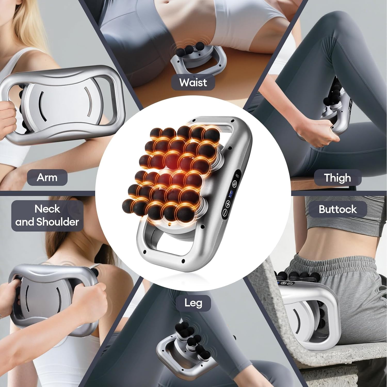 30-Head Deep Tissue Massage Gun with 9 Modes & Levels for Full Body Relief