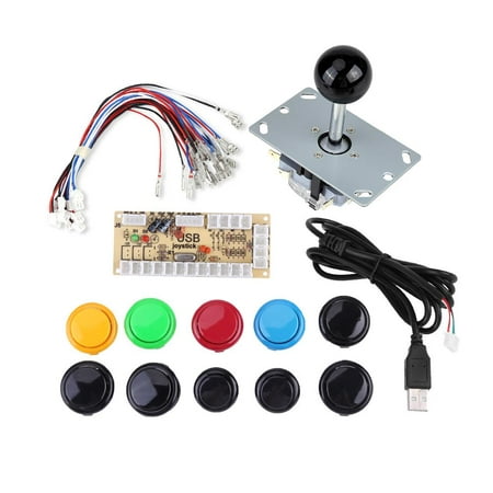 Yosoo Zero Delay Arcade Game DIY Kits Parts 10 Buttons + Joystick + USB Encoder for MAME PC, USB Encoder, Game