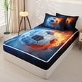 thumbnail image 2 of Homewish Boys Ball Games Zipper Full Size Comforter Sets with Fitted Sheet and 2 Pillowcases,Orange Blue Lightning Zipper Bedding Set For Kids,Black Reversible,4-Piece, 2 of 7