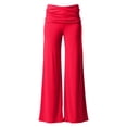 thumbnail image 4 of HXWCHs Foldable Pleated Waist Flared Wide Leg Casual Trousers for Yoga and Stylish Comfort L Watermelon Red, 4 of 5