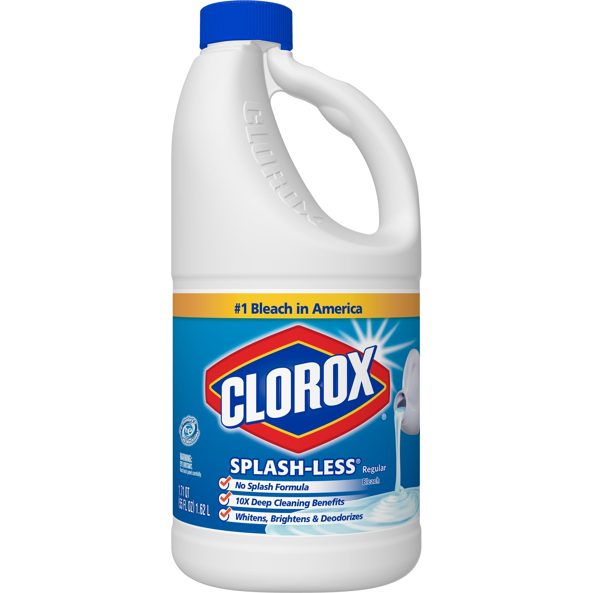 Clorox SplashLess Liquid Bleach, Regular, 55 oz. Bottle