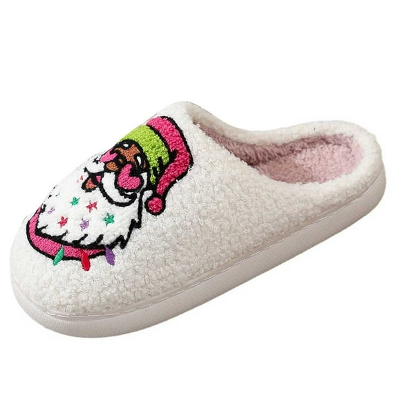 Christmas Slippers House Shoes for Women Fluffy Soft Cozy Bedroom Cartoon Plush Cute Slippers for Indoor Outdoor Use