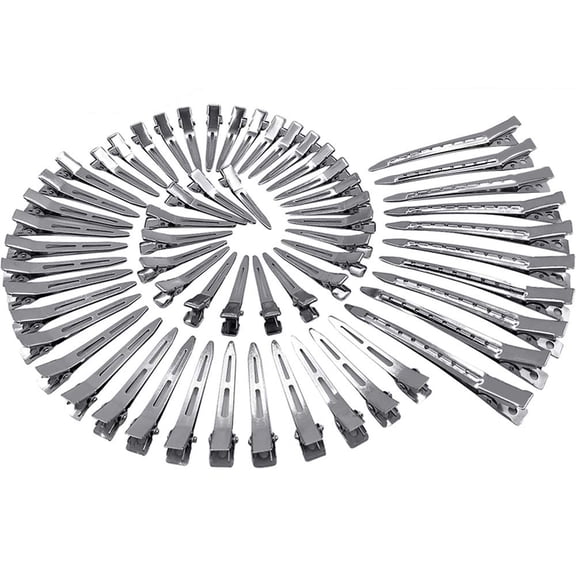 Metal Duck Billed Hair Clips for Women Styling Sectioning, Silver Hair Pins for Long Hair, Alligator Curl Loc Clips for Thick Hair Roller, Salon, Bows DIY