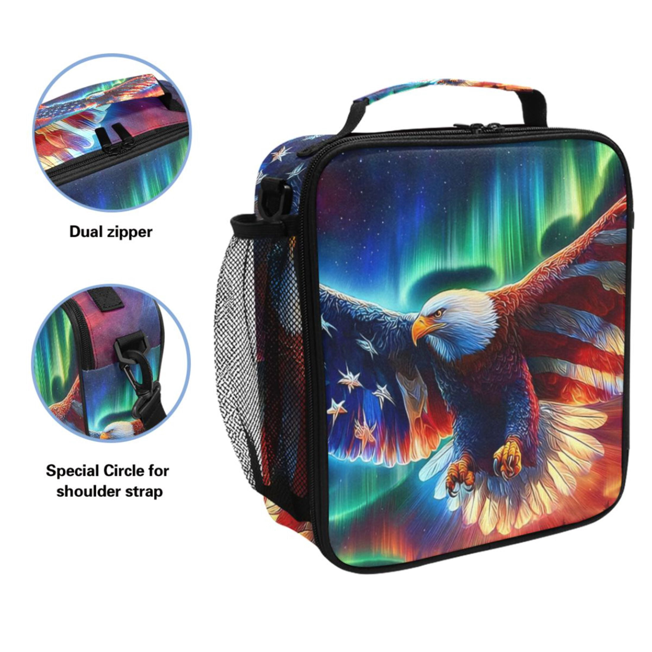 ALAZA Eagle Galaxy Lunch Box Insulated Cooler Lunch Bag with Shoulder Strap Meal Prep Tote