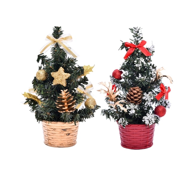 EeaseMX Decoración de árbol de Navidad en miniatura exquisita, modelo de árbol de Navidad, regalos, decoración realista para fiesta en casa (20cm, rojo B y dorado C), 2 uds.