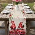 thumbnail image 4 of Red Gnomes Table Runner - 36 Inch Long Valentine Roses Leaves Love Beige Rustic Cotton and Linen Blended Dress Scarves Farmhouse Table Runner for Kitchen Dining, Coffee Table, 13" x 36", 4 of 8