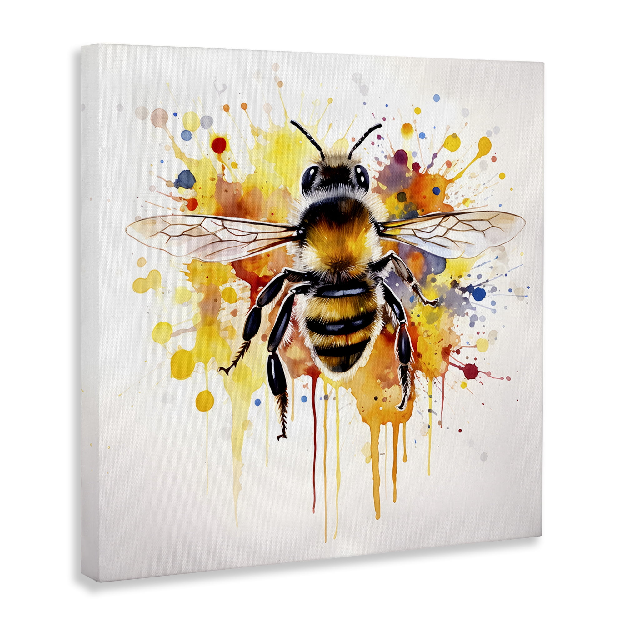 Stupell Industries Watercolor Style Bee Animals & Insects Painting Gallery Wrapped Canvas Art Print Wall Art, 30 x 30