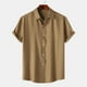 thumbnail image 5 of Camisa de manga corta de verano para hombre, color liso y solapa - Estilo sencillo y moderno, poliéster, para todas las estaciones, 5 of 8