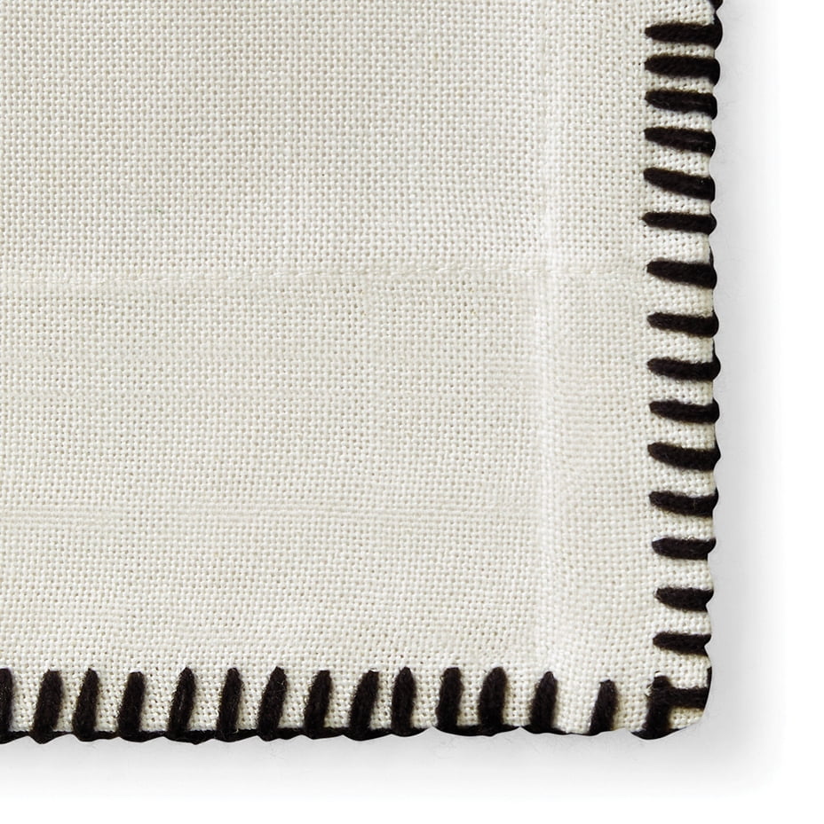Better Homes & Gardens Whipstitch Light Filtering Rod Pocket Single Curtain Panel, Ivory with Black Stitching