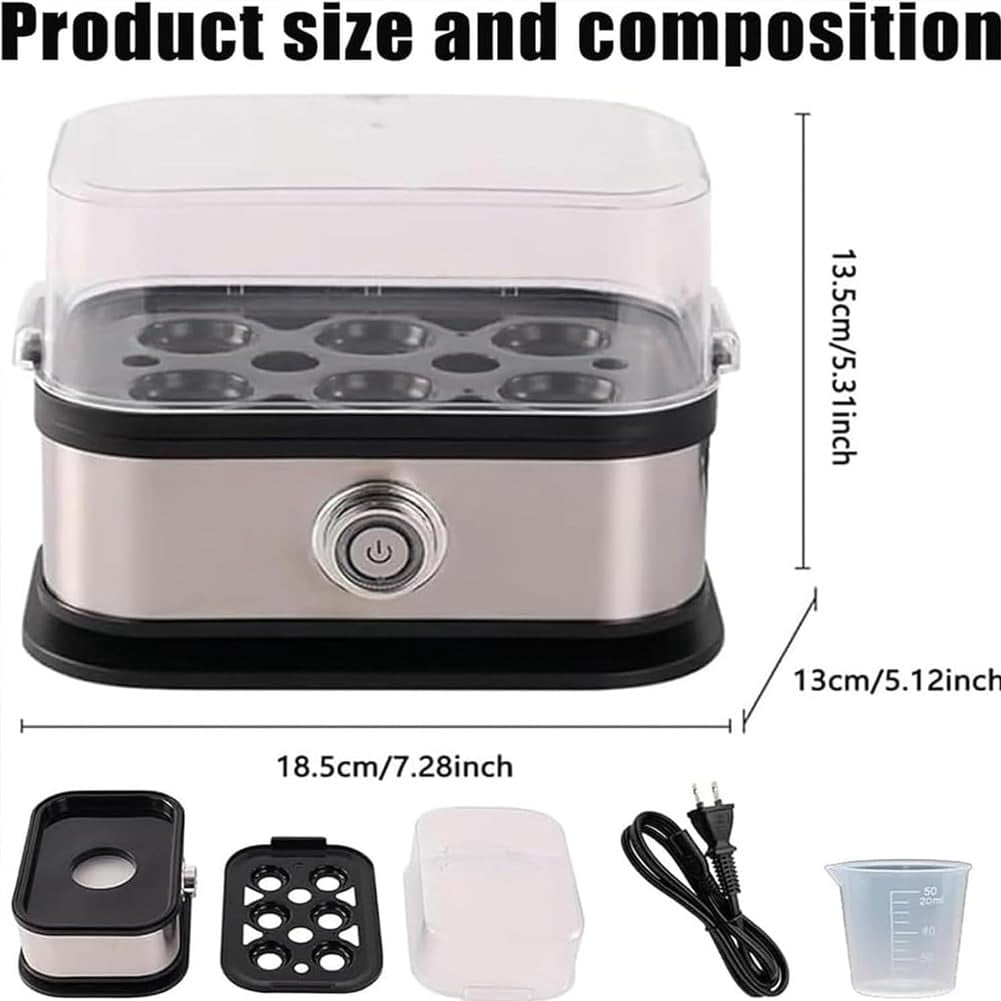 Smart Egg Cooker with Auto Shut Off, Eggs Maker with Tray Lid Soft/Medium/Hard Boiled Poached Egg Cookers, Effortless Egg Cooking with the Ultimate Stainless Steel Cooker(1PC)