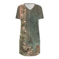 thumbnail image 4 of Spring Tunic Blouses for Women, V-neck Short Sleeve Tops, Plus Sized Casual Long T-shirt with Pockets, 4 of 5