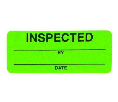 ChromaLabel 1 x 2-1/2 inch Fluorescent Quality Control Labels 200/Dispenser Box Green | Inspected 