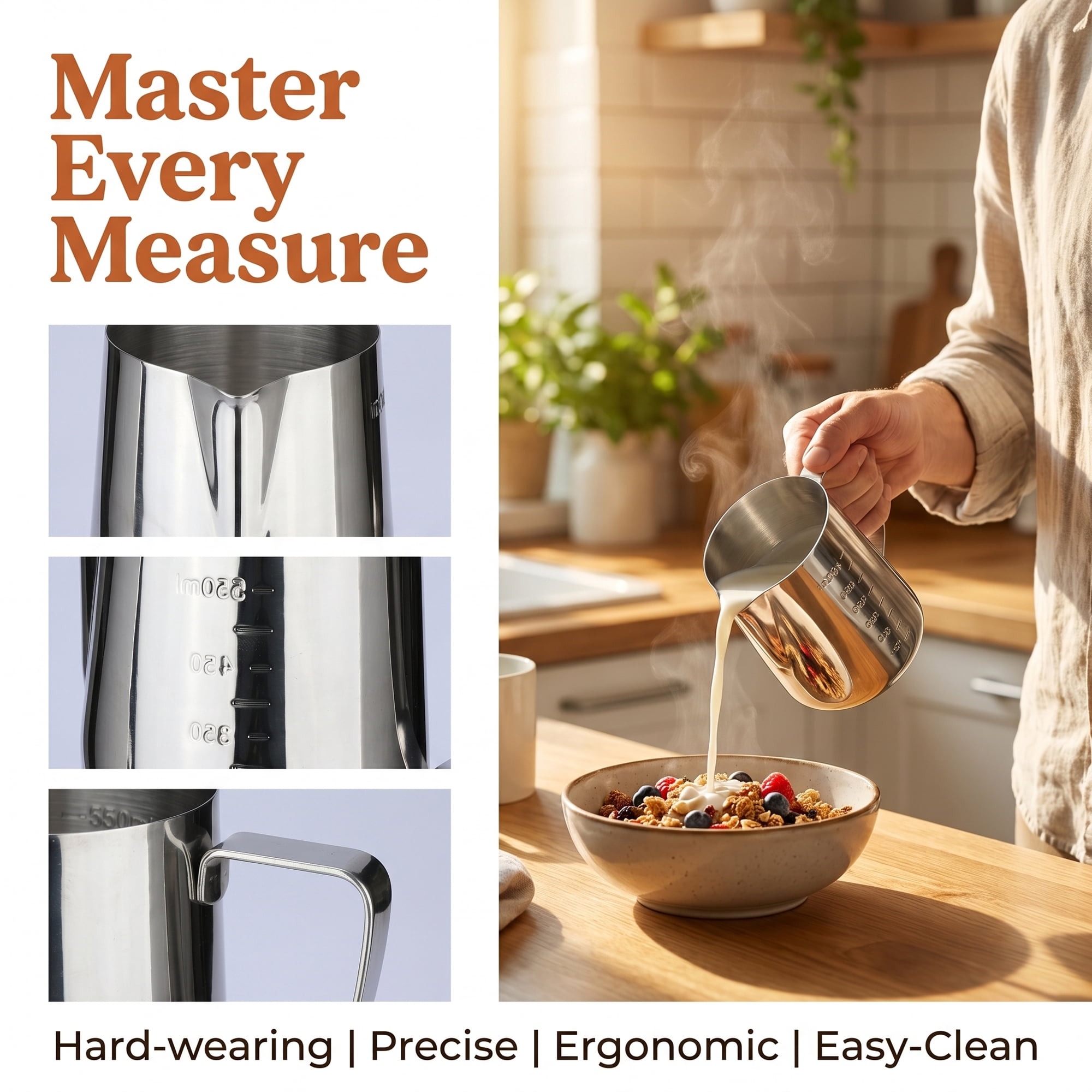 Unique Bargains Basic Stainless Steel Measuring Cup for Kitchen Baking Silver 600ml