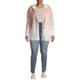 thumbnail image 4 of Absolutely Famous Women's Plus Size Ombre Stripe Super Soft Cardigan with Faux Shearling Lined Hood, 4 of 6