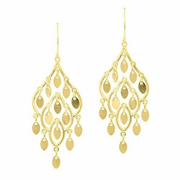 JewelStop 14K Yellow Gold Chandelier Earrings - 20 mm X 45 mm, 1.75gr.