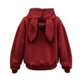 thumbnail image 5 of Tqcoqu Women's Cute Bunny Ear Zip Up Hoodie,Cropped Long Sleeve Loose Casual Sweatshirt Jacket with Kangaroo Pocket,2026 Trendy Outerwear Tops,Red Women's S-XXL, 5 of 7