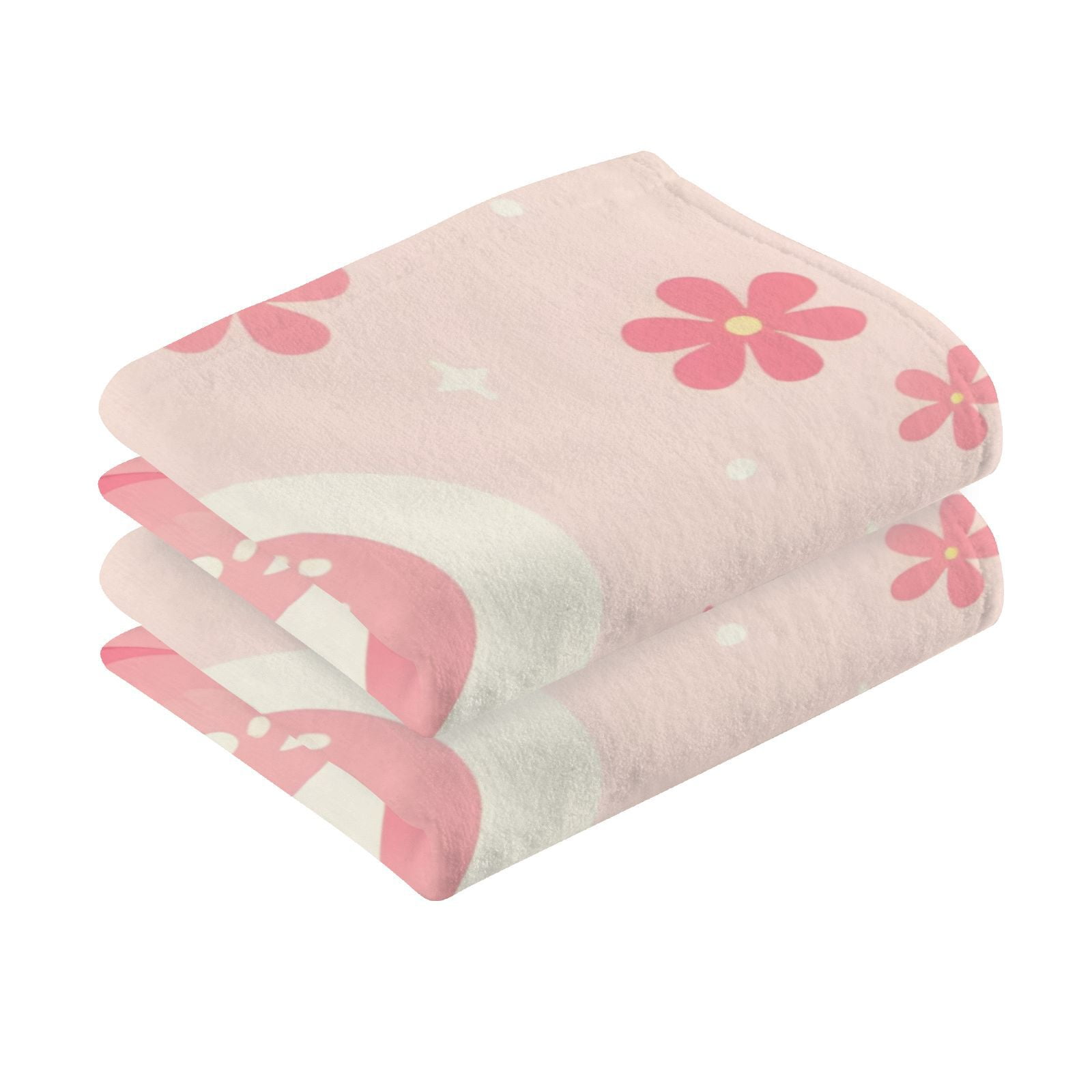 Flamingo and Flowers Pink Hand Towel Bath Towels Face Towels Cotton Absorbent for Home Hotel Spa Swimming Yoga Sports Decorative Towel Set of 2