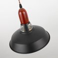 thumbnail image 6 of FSLiving No Wiring Needed Swag Pendant Light with 15ft Plug-in Cord Motion Sensor Light Industrial Exterior Black and Interior White Macaron Iron Shade, Wooden E26 Socket for Sloped Vaulted Ceiling, 6 of 9
