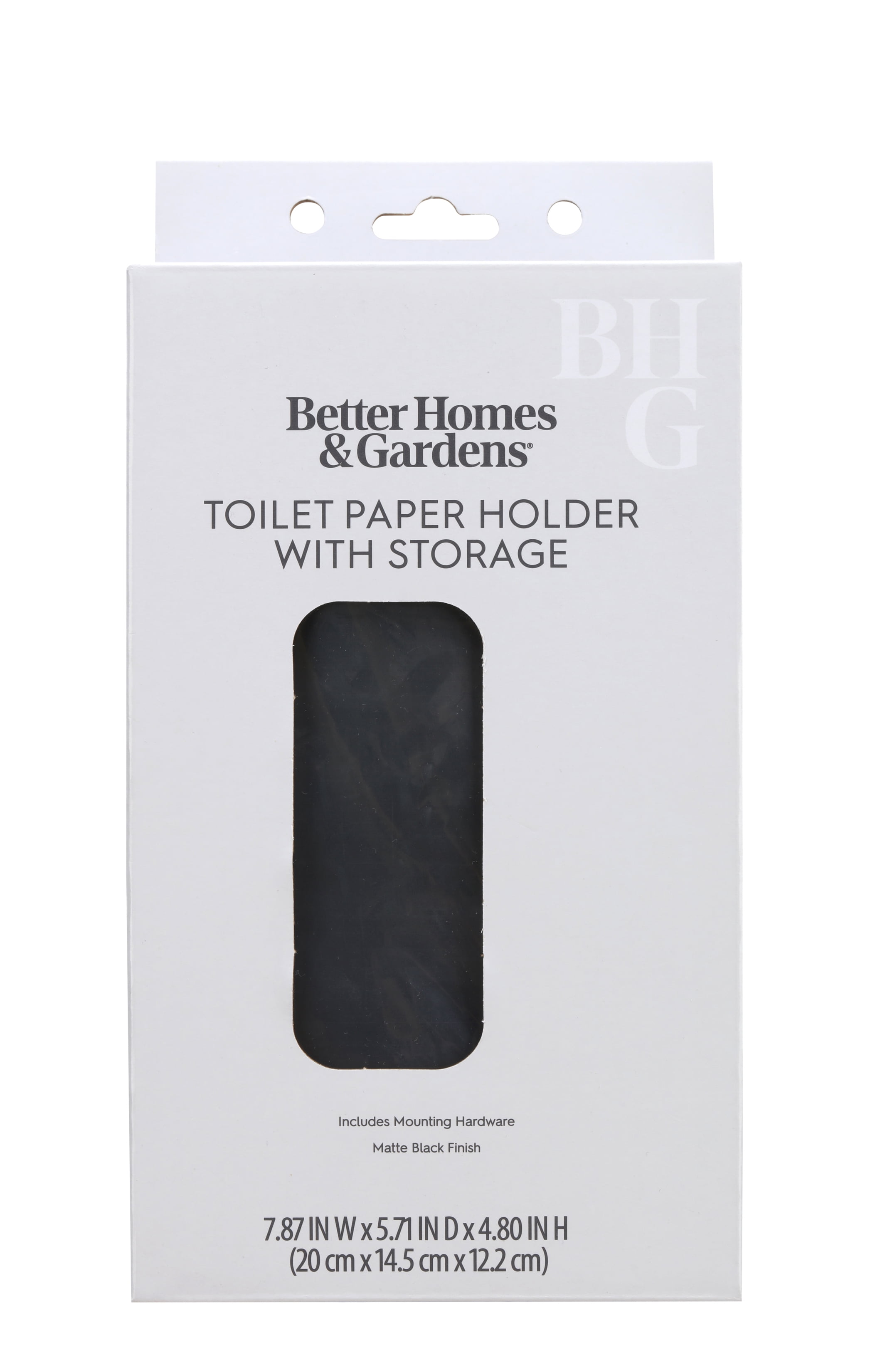 Better Homes & Gardens Toilet Paper Holder with Storage in Matte Black