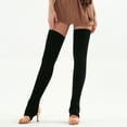 thumbnail image 2 of Women Yoga Stockings Open Heel Ribbed Knit Thigh High Leg Warmers for Ballet Dancing Lounging, 2 of 8