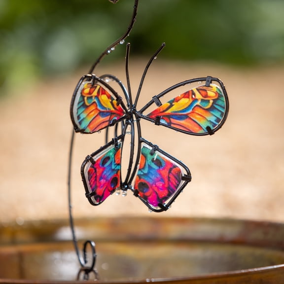 Pollinator Garden Rain Chain, Metal & Glass Butterfly, 62"