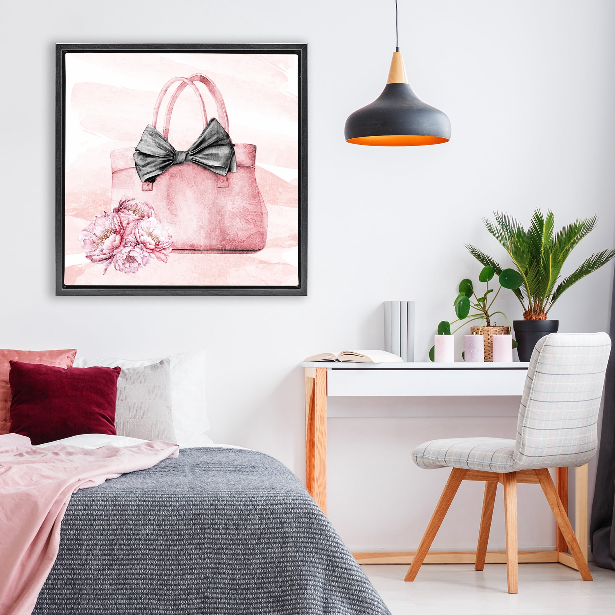 Stupell Industries Glam Time Handbag Black Framed Floater Canvas Wall Art, design by Kim Allen