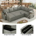 thumbnail image 4 of 109.9" Sectional Sofa Versatile Sofa Bed Sleeper U-shaped with Storage,Two Cup Holders and Charging Ports for Living Room,Light Grey, 4 of 8
