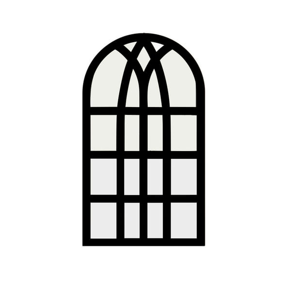 Lipstore Arched window pane mirror, arched farmhouse wall mirror, acrylic vanity mirror, Black