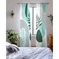 thumbnail image 3 of Boho Geometric Sheer Curtains 84 Inch Length 2 Panels Set for Living Room/Bedroom, Aqua Ethnic Abstract Stripes Leaves Kitchen Curtains Grommet Semi-Sheer Curtains Drapes Window Treatments 52"x84"x2, 3 of 7