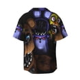 thumbnail image 6 of Lsque Five Nights At Freddy'S print Men's Cuban Collar Short Sleeve Shirt Summer Beachwear Casual Button Down Fashionable Vacation Leisure Shirt-4X-Large, 6 of 7