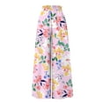 thumbnail image 4 of YDKZYMD Womens Athletic Pants Wide Leg Floral Elastic Boho Palazzo Trousers Drawstring Ruffle Beach Summer with Pocket Petite Pants Plus Size Comfy Loose Casual Pants Pink XL, 4 of 4