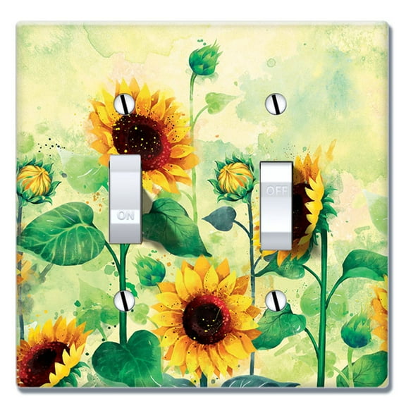 WIRESTER 2-Gang Toggle Wall Plate/Switch Plate Cover, Sunflowers Flowers