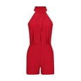 thumbnail image 6 of Olyvenn Women's Casual Sleeveless Jumpsuit Rompers Loose Turtleneck Tank Top Summer Shorts Jumpsuit Overalls Trendy Outfits Red 4, 6 of 6