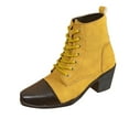 thumbnail image 2 of Bnwani Boots for Women New Winter Fashion Toe Square Thick Chunky Casual Splicing Boot Yellow Size 9, 2 of 9