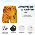 thumbnail image 3 of Balery Bees on Hive Honeycomb Bañador para hombre, shorts de playa de secado rápido con entrepierna y forro de compresión-X-Large, 3 of 6