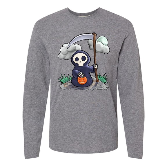 Inktastic Halloween Trick or Treating Cute Grim Reaper Long Sleeve T-Shirt