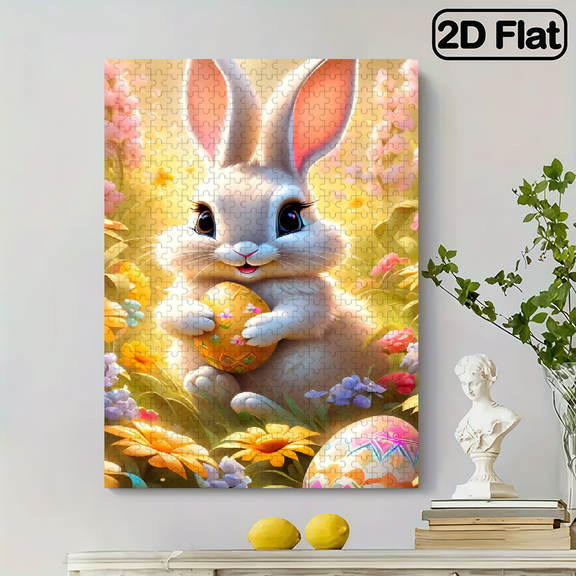 500-piece puzzle: Cute and adorable hugging bunny rabbit