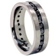thumbnail image 3 of Pompeii 1 1/10ct Black Diamond Brushed Wedding Mens Eternity Band 14K Black Gold, 3 of 4